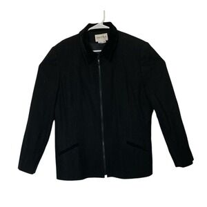 Urban Wool Blazer Jacket Womens Sz 18 Black Full Zip Merino Velvet Collar